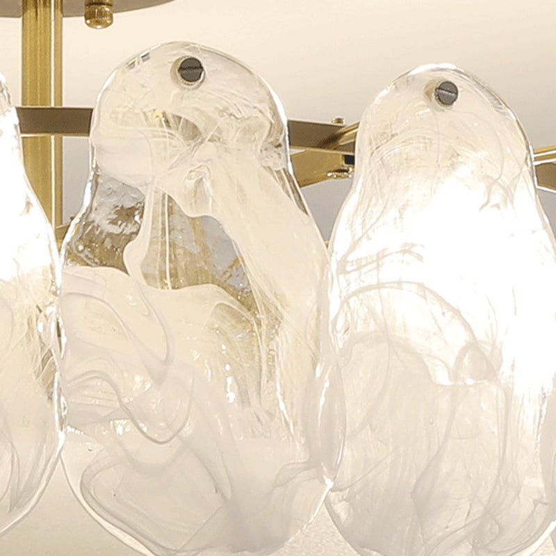 Semi Mount Lighting Vintage Drum Glass Semi Flush Light Fixture