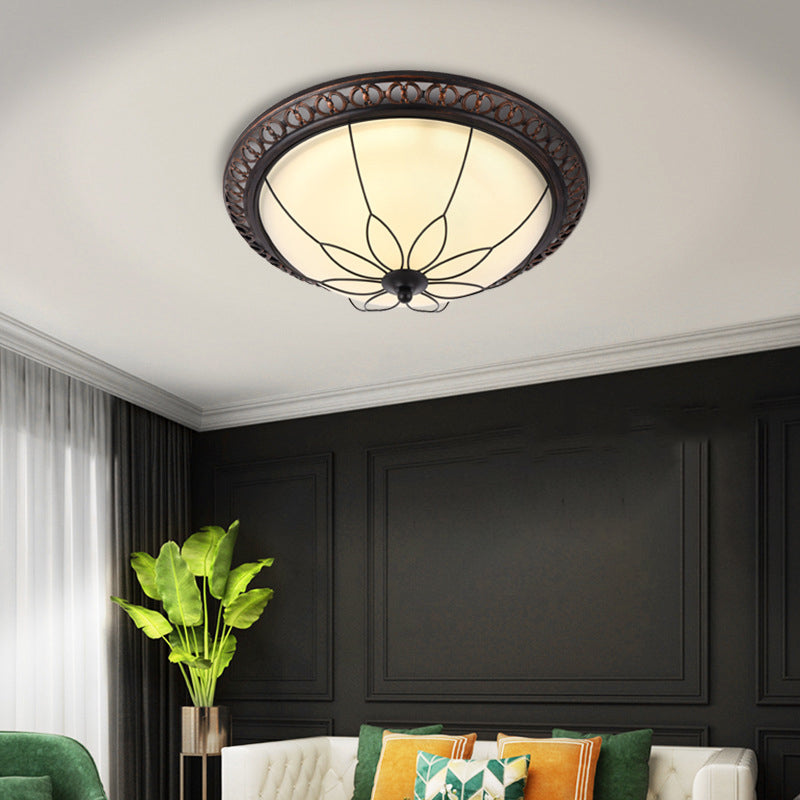 Modern Style Round Flush Mount Light Metal 2-Light Flush Ceiling Lights