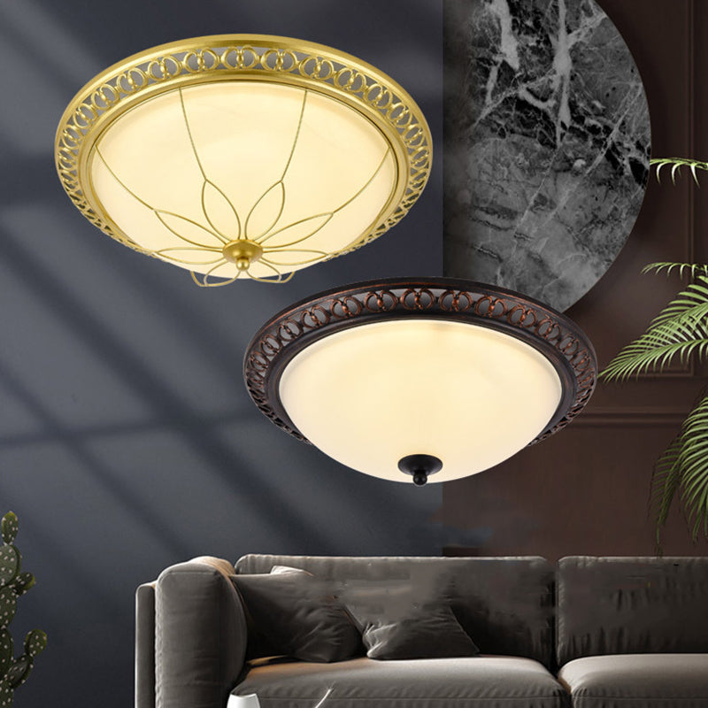 Modern Style Round Flush Mount Light Metal 2-Light Flush Ceiling Lights