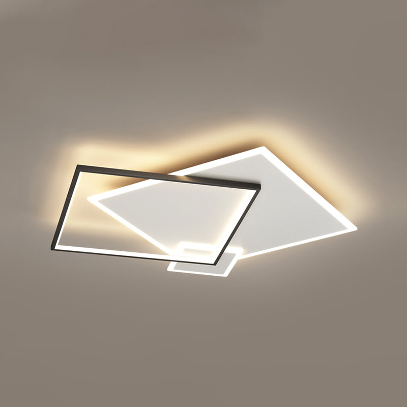 Modern Style Square Shape Ceiling Fixtures Metal 3 Light Flush Ceiling Light Fixtures
