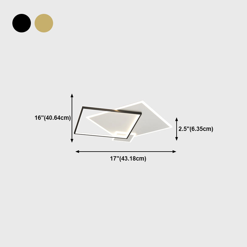 Modern Style Square Shape Ceiling Fixtures Metal 3 Light Flush Ceiling Light Fixtures