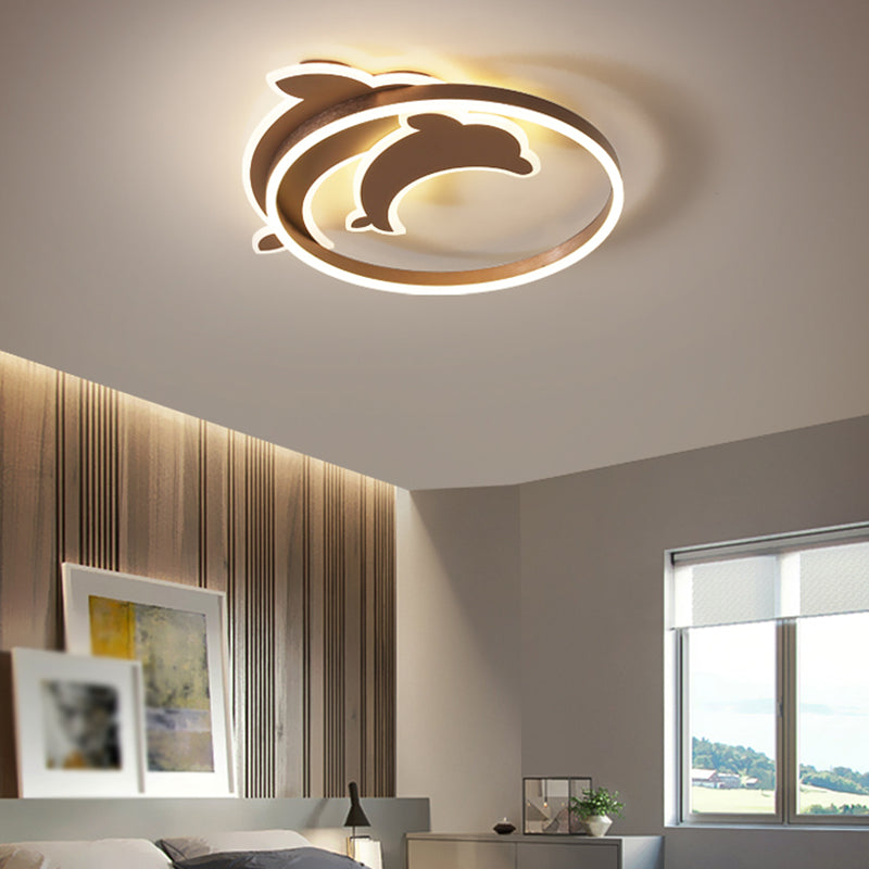 Modern Style Dolphin Shape Ceiling Fixtures Metal 3 Light Flush Ceiling Light Fixtures