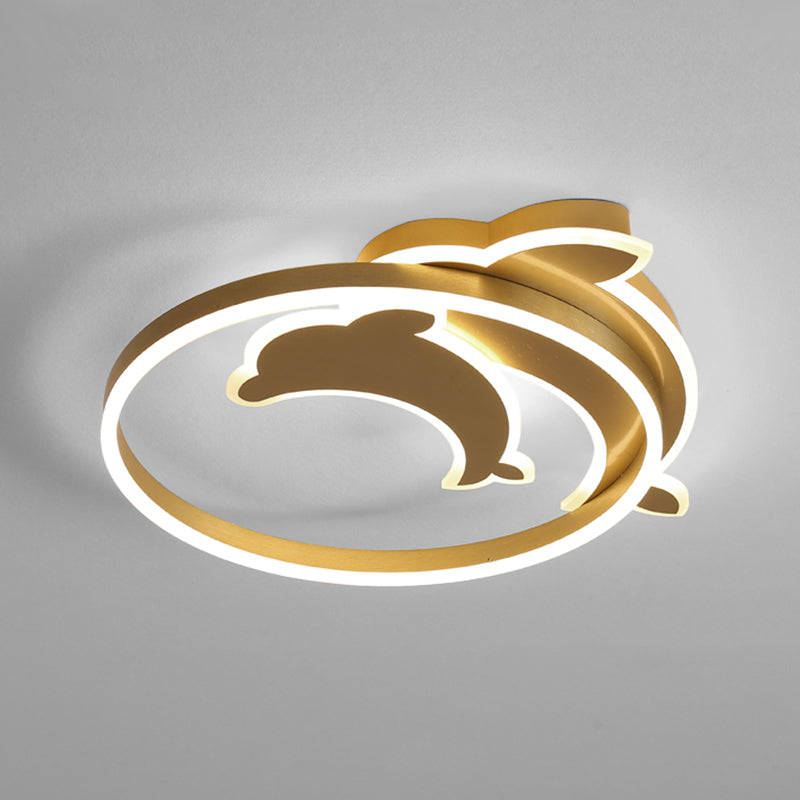 Modern Style Dolphin Shape Ceiling Fixtures Metal 3 Light Flush Ceiling Light Fixtures