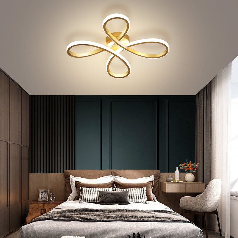 Metal Floral Ceiling Mounted Fixture Simple Style Ceiling Flush in Gold
