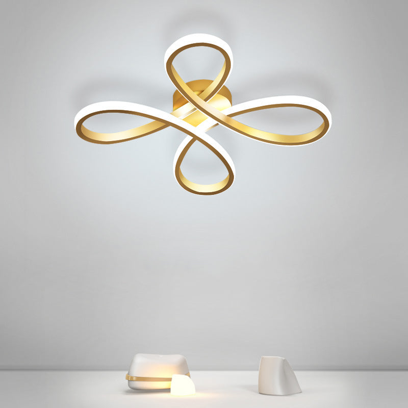 Metal Floral Ceiling Mounted Fixture Simple Style Ceiling Flush in Gold