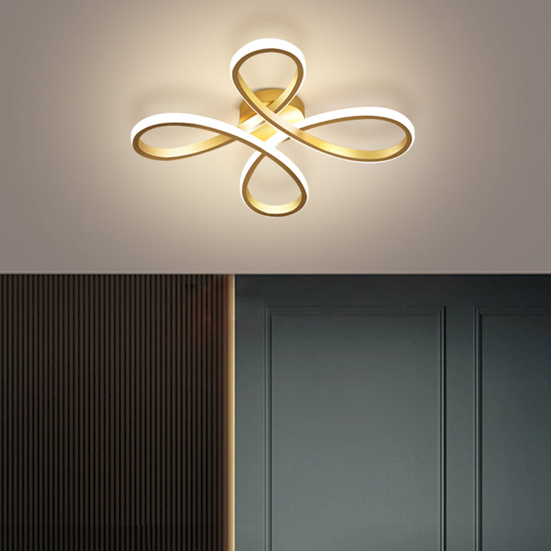 Metal Floral Ceiling Mounted Fixture Simple Style Ceiling Flush in Gold