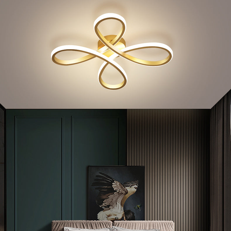 Metal Floral Ceiling Mounted Fixture Simple Style Ceiling Flush in Gold