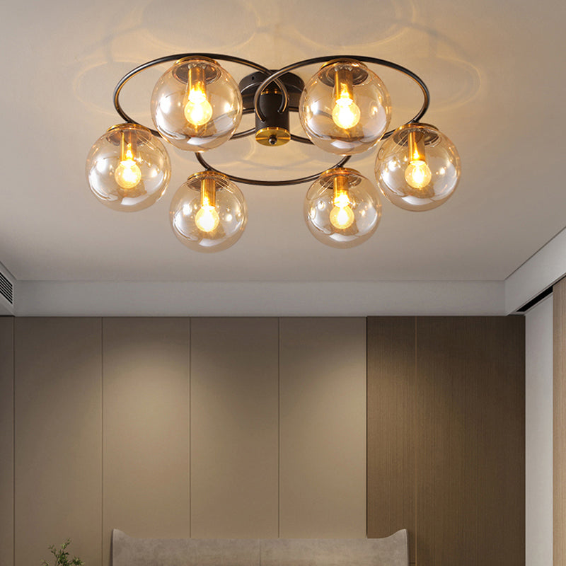Modern Style Spherical Shape Ceiling Light Glass Multi Light Ceiling Light for Restaurant