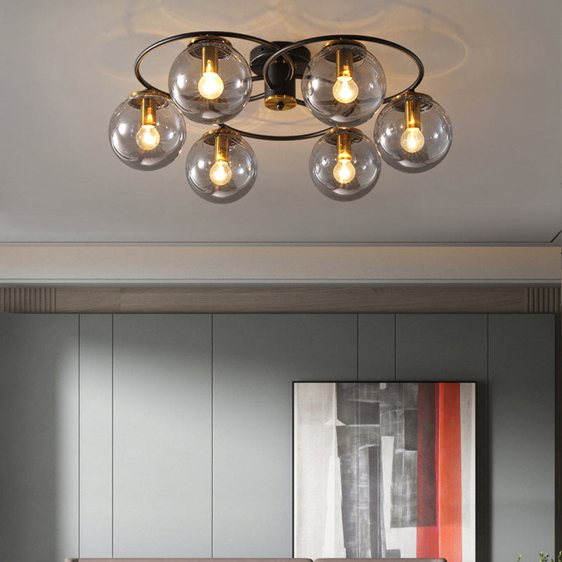 Modern Style Spherical Shape Ceiling Light Glass Multi Light Ceiling Light for Restaurant