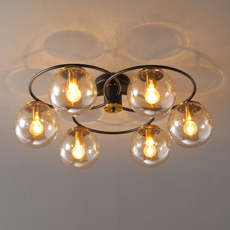 Modern Style Spherical Shape Ceiling Light Glass Multi Light Ceiling Light for Restaurant