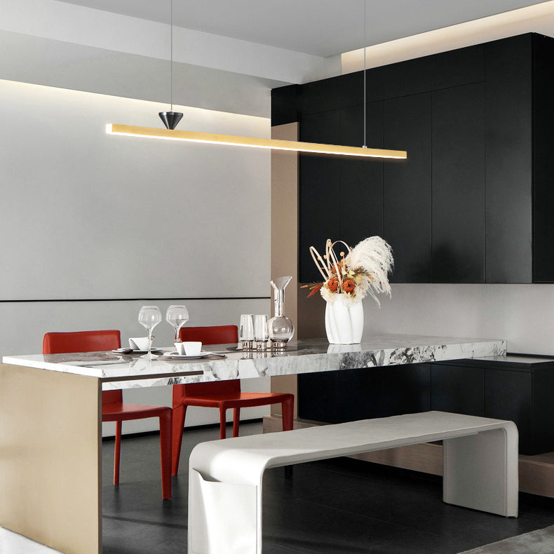 Linear Shape Island Pendant Contemporary Style Metal Single Light Hanging Island Light