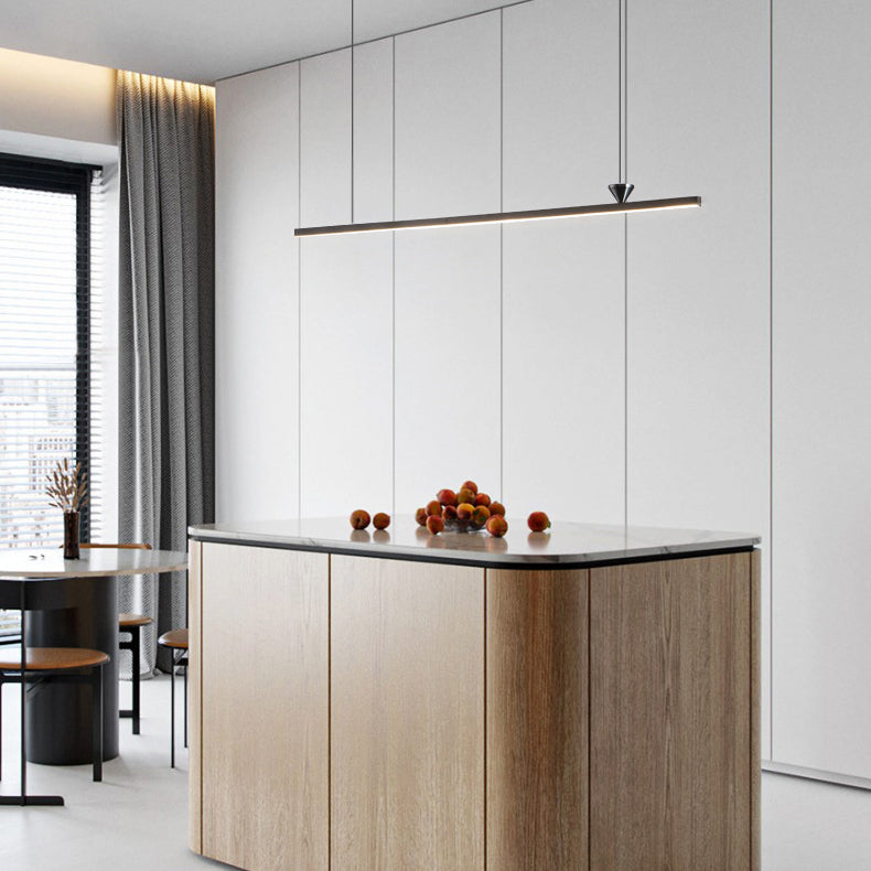 Linear Shape Island Pendant Contemporary Style Metal Single Light Hanging Island Light