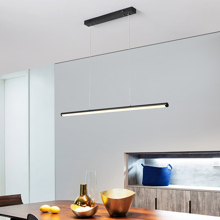 Linear Shape Island Pendant Contemporary Style Metal 1 Light Island Pendant Light in Black