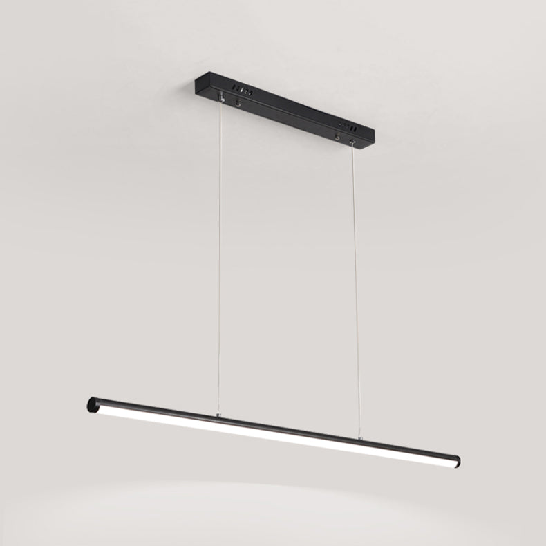 Linear Shape Island Pendant Contemporary Style Metal 1 Light Island Pendant Light in Black