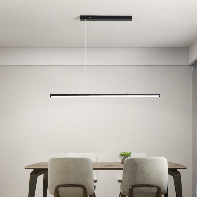 Linear Shape Island Pendant Contemporary Style Metal 1 Light Island Pendant Light in Black