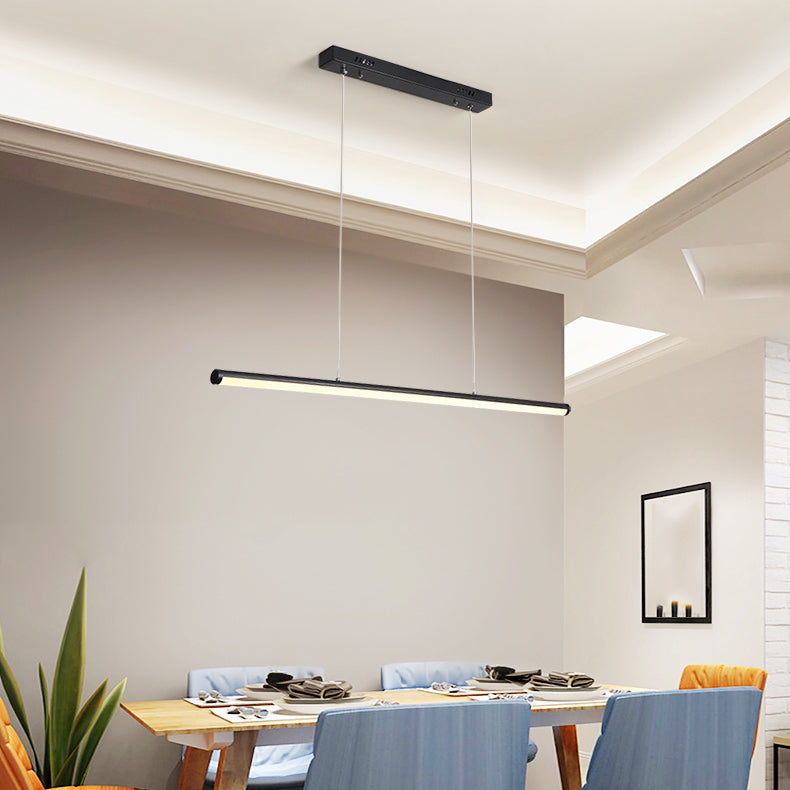 Linear Shape Island Pendant Contemporary Style Metal 1 Light Island Pendant Light in Black