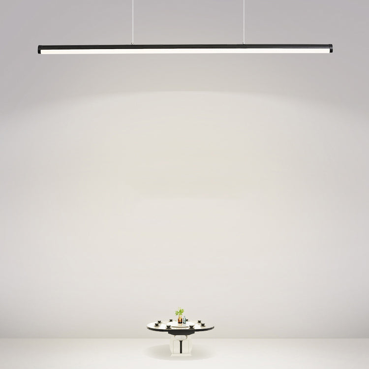 Linear Shape Island Pendant Contemporary Style Metal 1 Light Island Pendant Light in Black