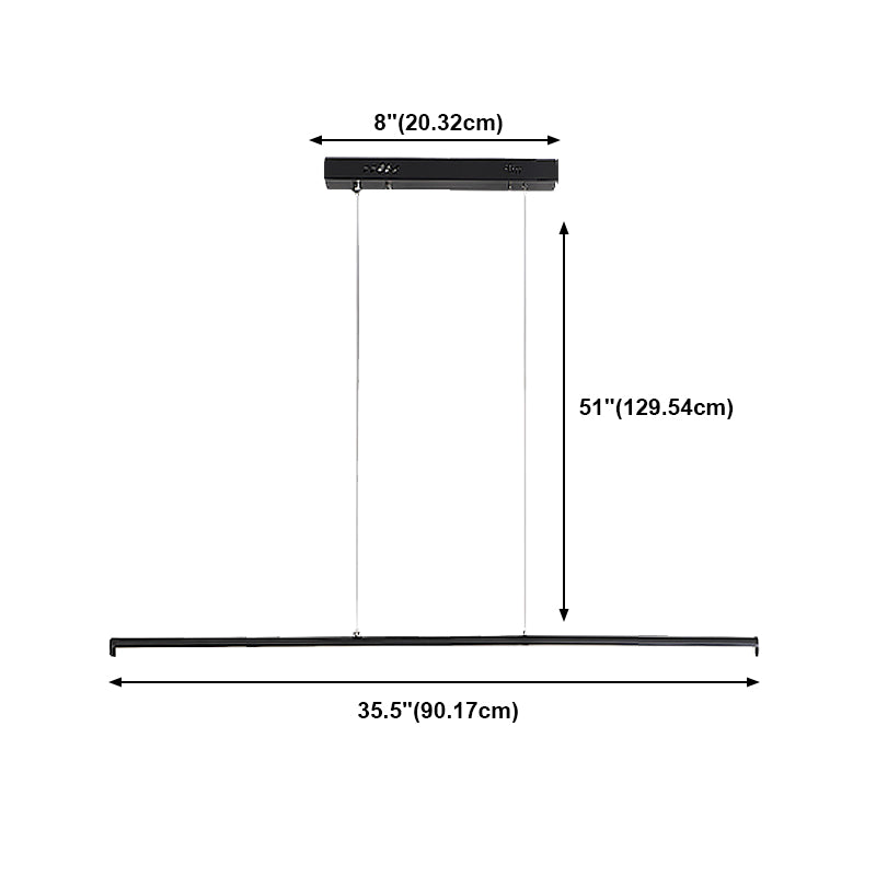 Linear Shape Island Pendant Contemporary Style Metal 1 Light Island Pendant Light in Black