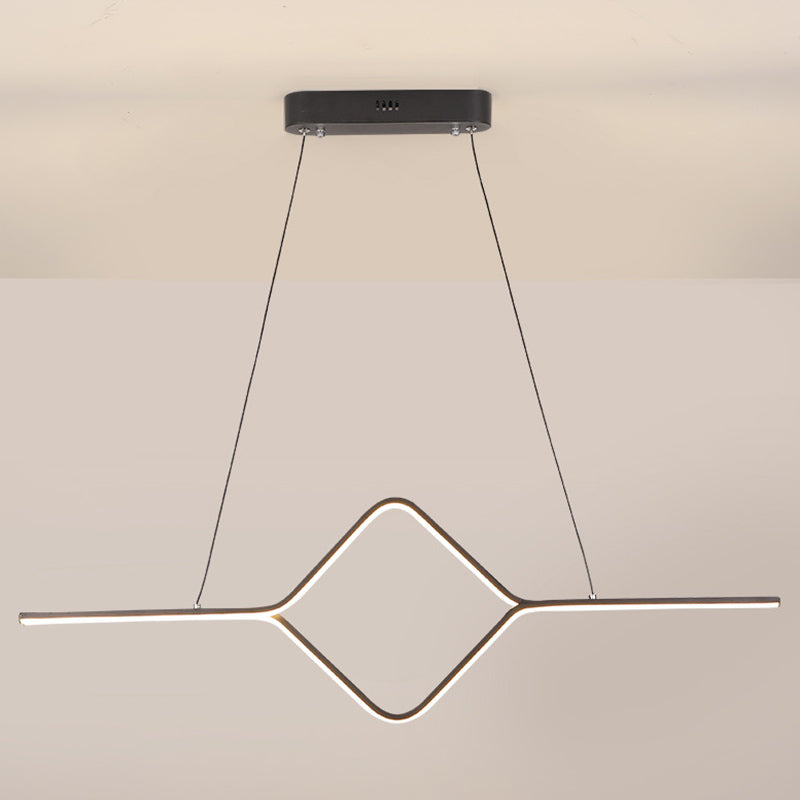 Linear Shape Island Pendant Modern Style Metal 2 Lights Island Lighting for Bedroom