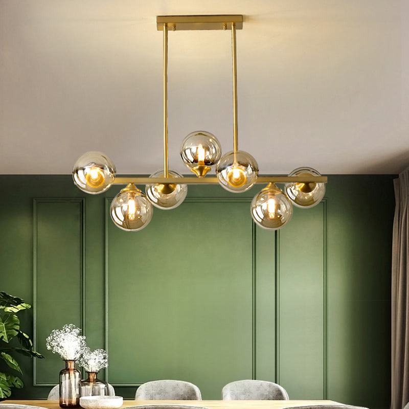 Spherical Shape Island Pendant Modern Style Glass Multi Lights Island Lighting for Bedroom