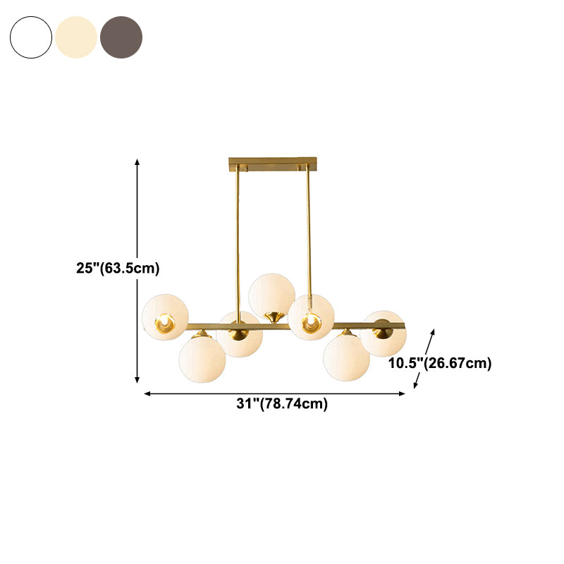 Spherical Shape Island Pendant Modern Style Glass Multi Lights Island Lighting for Bedroom