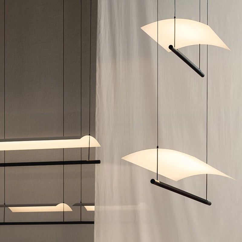 Modern Style Linear Shape Island Lights Metal Island Pendant Lights in White