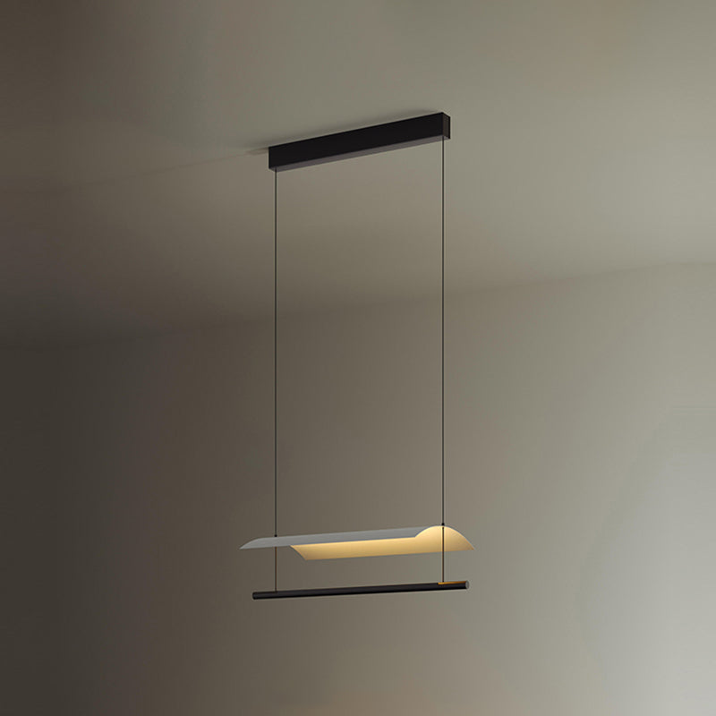 Modern Style Linear Shape Island Lights Metal Island Pendant Lights in White