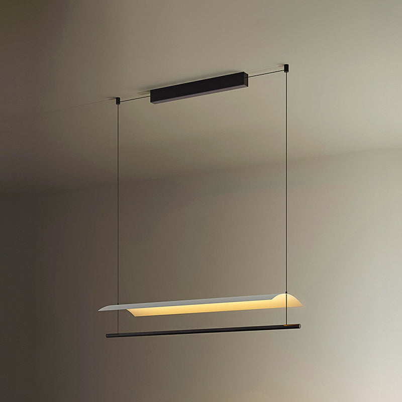 Modern Style Linear Shape Island Lights Metal Island Pendant Lights in White