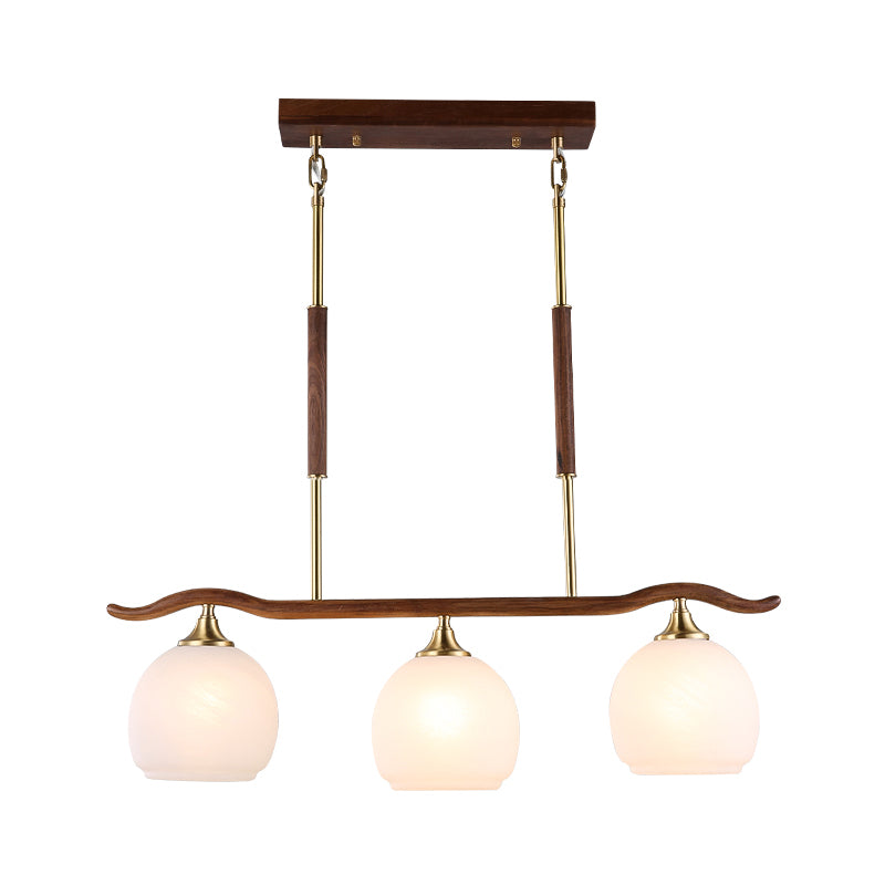 Modern Style Dome Shape Island Lights White Glass Island Lighting in Brown