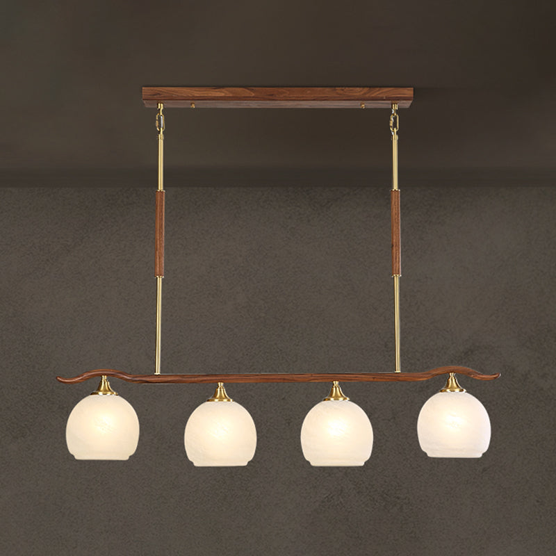 Modern Style Dome Shape Island Lights White Glass Island Lighting in Brown