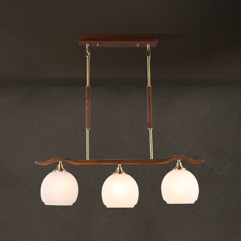 Modern Style Dome Shape Island Lights White Glass Island Lighting in Brown