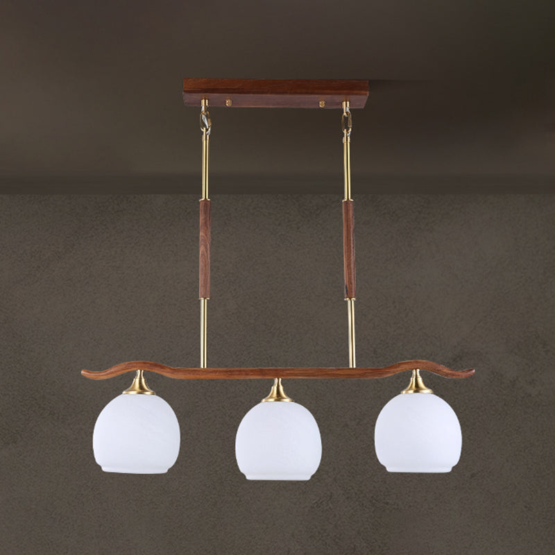 Modern Style Dome Shape Island Lights White Glass Island Lighting in Brown