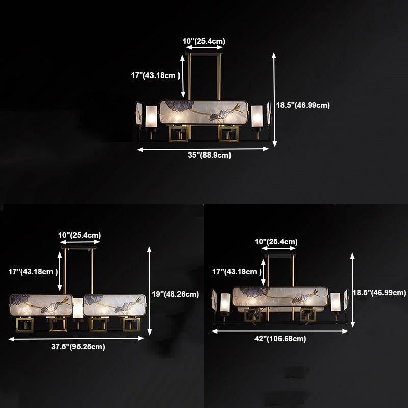 Modern Style Cylindrical Shape Island Lights Glass Pendant Lights in Gold