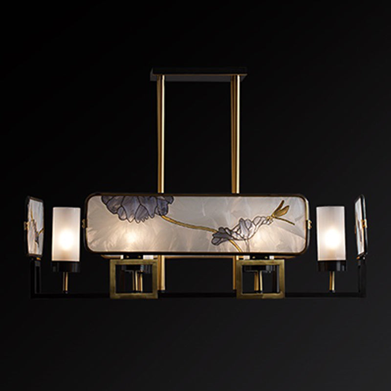 Modern Style Cylindrical Shape Island Lights Glass Pendant Lights in Gold