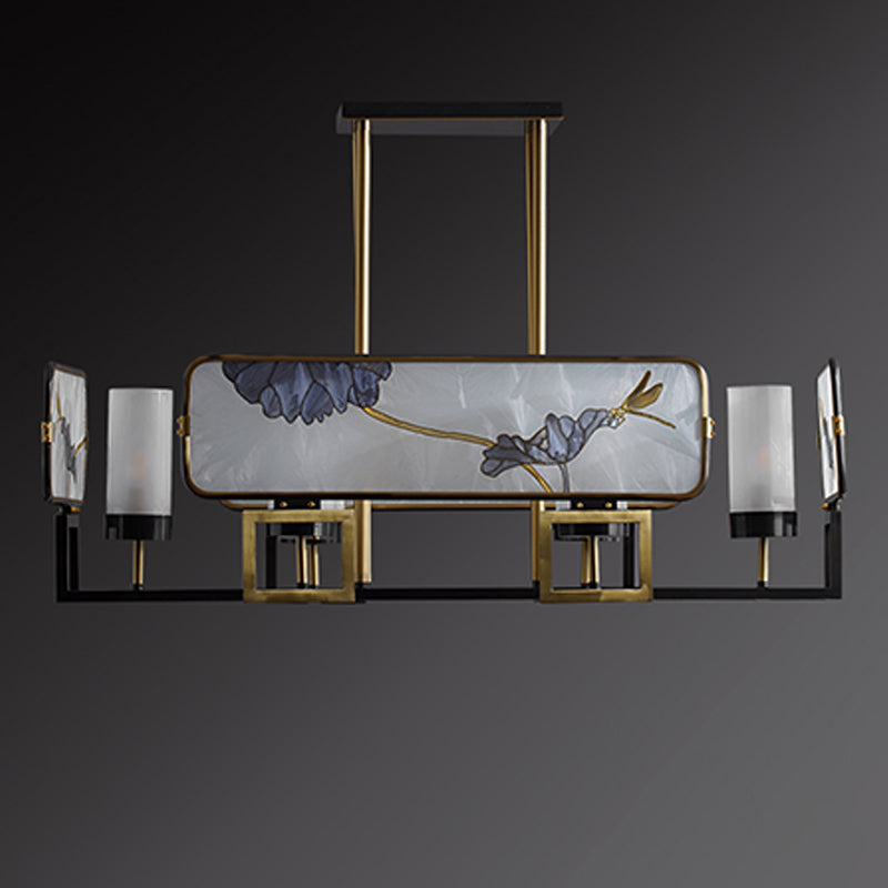 Modern Style Cylindrical Shape Island Lights Glass Pendant Lights in Gold