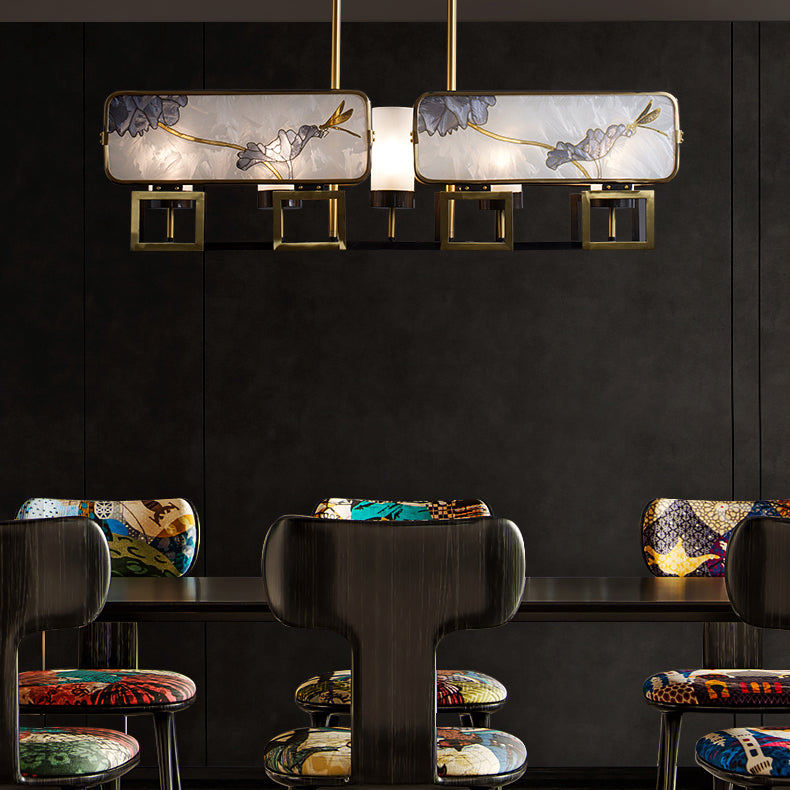 Modern Style Cylindrical Shape Island Lights Glass Pendant Lights in Gold