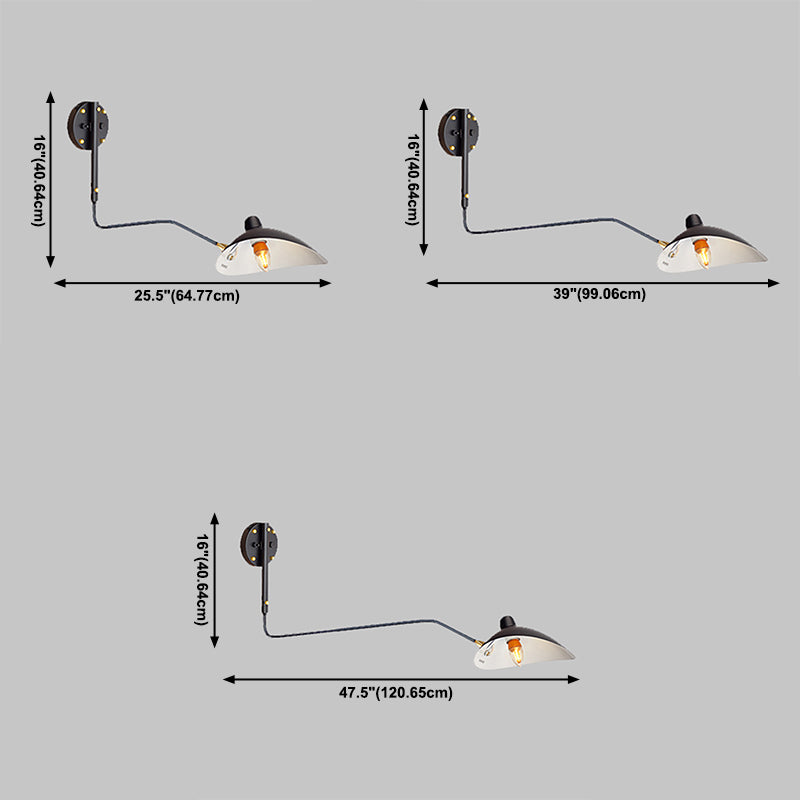 Nordic Style Metal Wall Light Long Arm Black Wall Sconce for Living Room