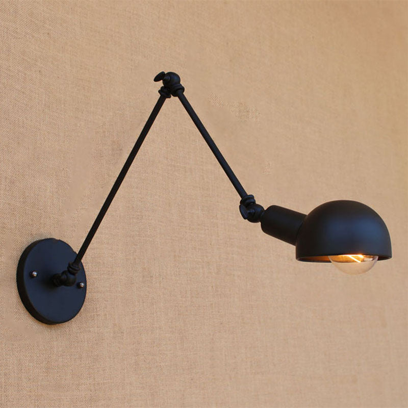 Industrial Style Metal Wall Light Long Arm Black Wall Sconce for Living Room