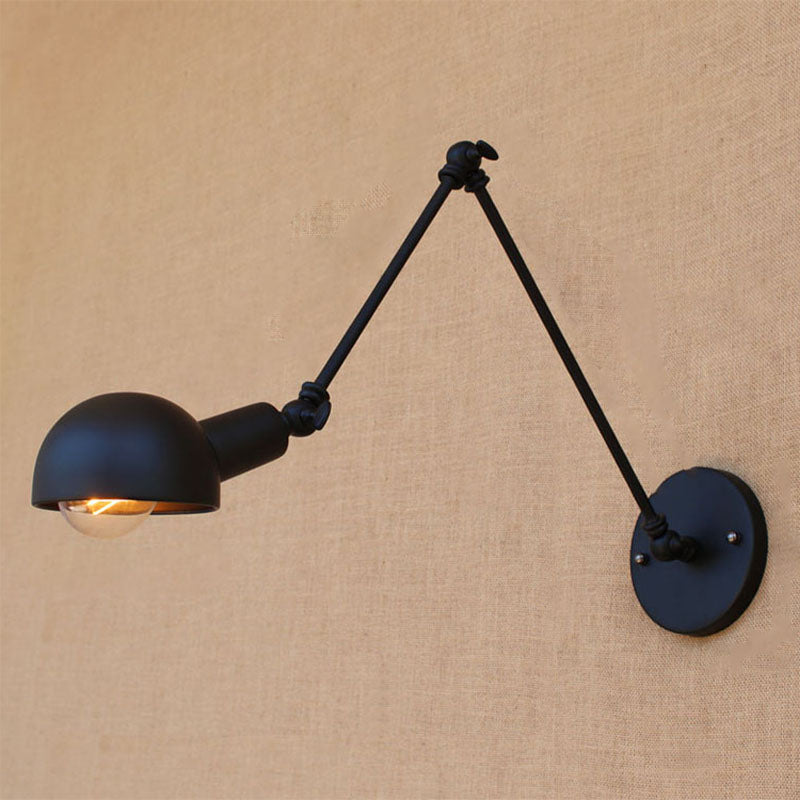 Industrial Style Metal Wall Light Long Arm Black Wall Sconce for Living Room