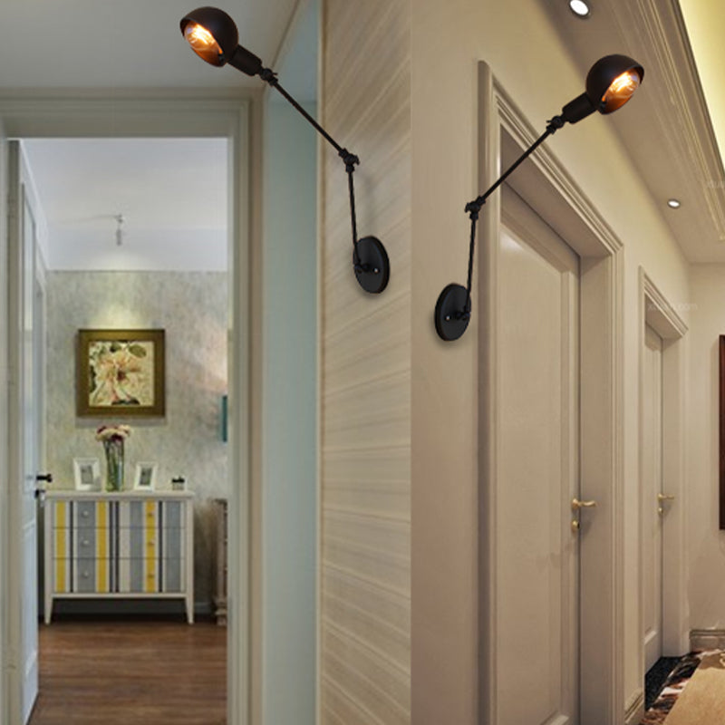 Industrial Style Metal Wall Light Long Arm Black Wall Sconce for Living Room