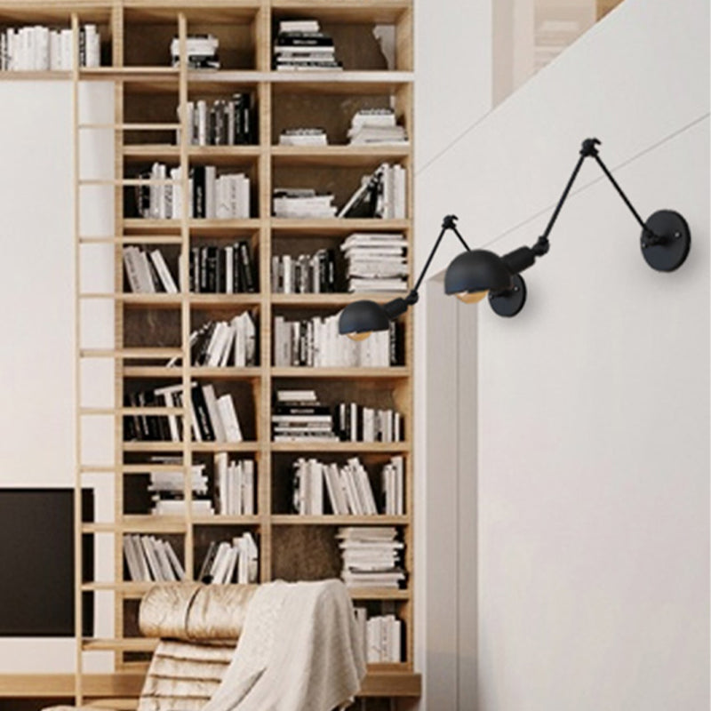 Industrial Style Metal Wall Light Long Arm Black Wall Sconce for Living Room