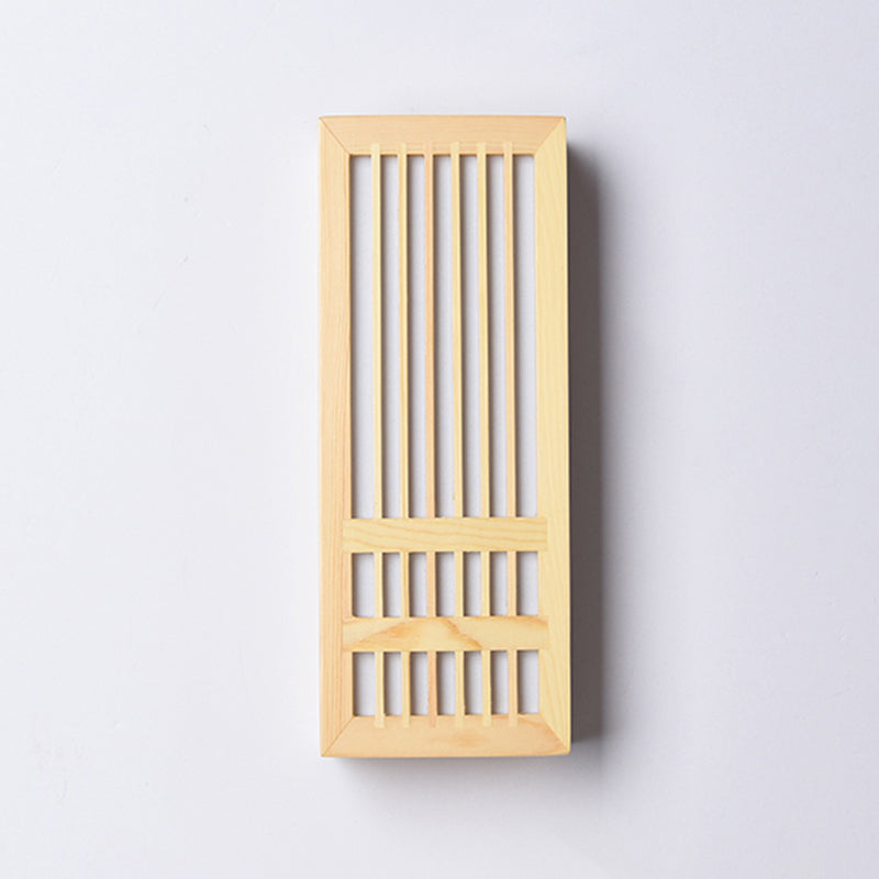 Japanese Style Wood Wall Light Cuboid LED Wall Sconce in Yellow for Bedroom