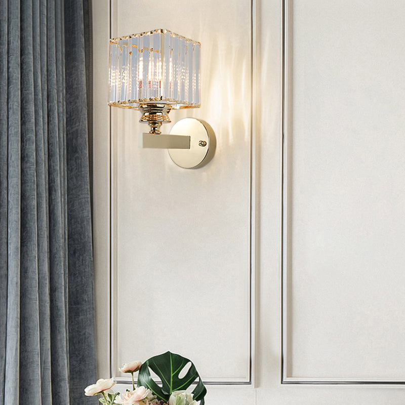 Modern Style Wall Light Geometric 1 Light Wall Sconce with Crystal for Living Room