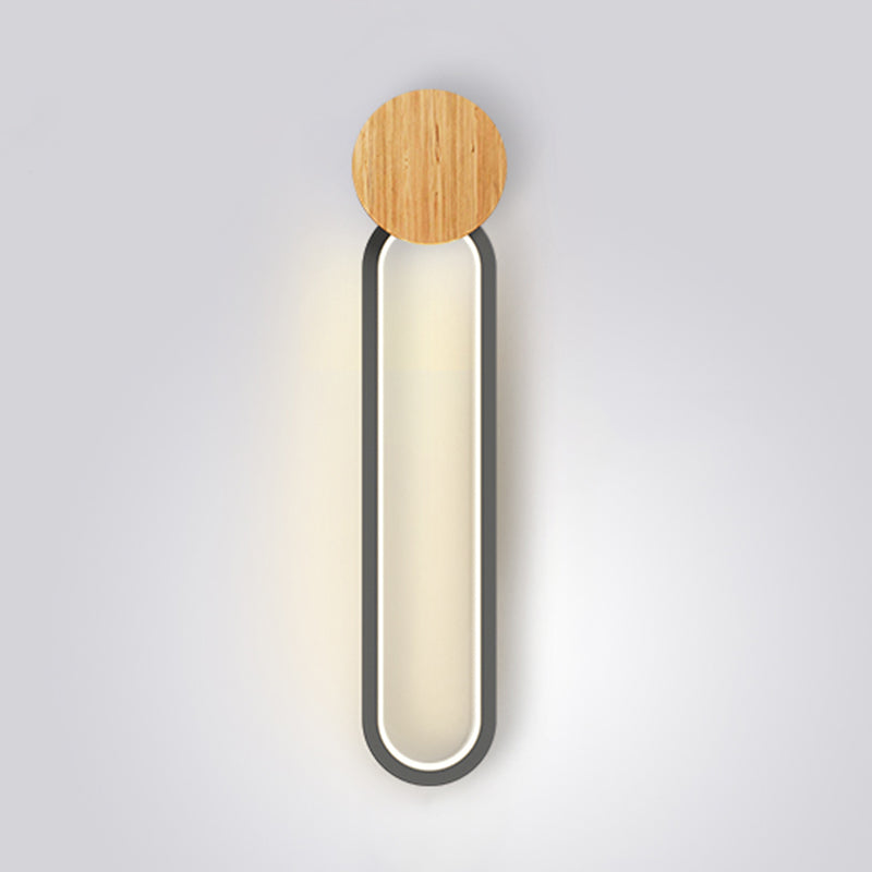 1-Light LED Wall Mount Light Modern Wooden Wall Light for Living Room