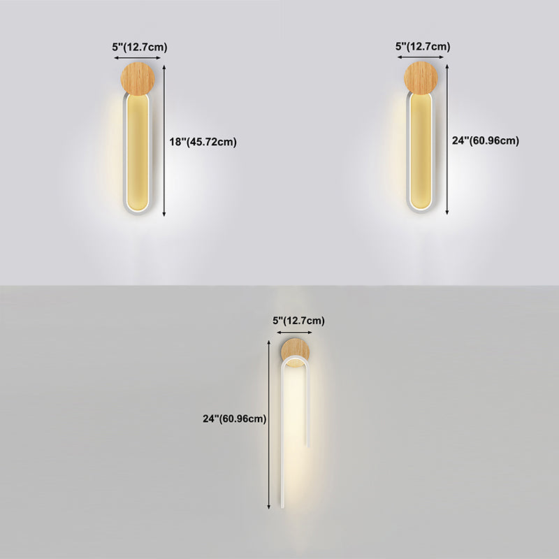 1-Light LED Wall Mount Light Modern Wooden Wall Light for Living Room