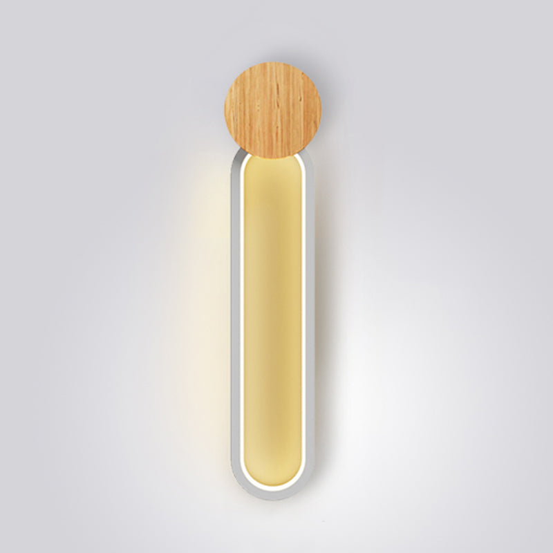 1-Light LED Wall Mount Light Modern Wooden Wall Light for Living Room
