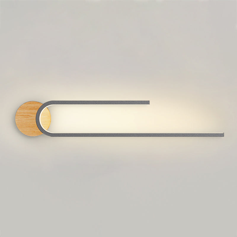 1-Light LED Wall Mount Light Modern Wooden Wall Light for Living Room