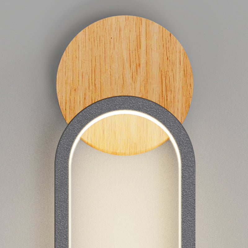 1-Light LED Wall Mount Light Modern Wooden Wall Light for Living Room