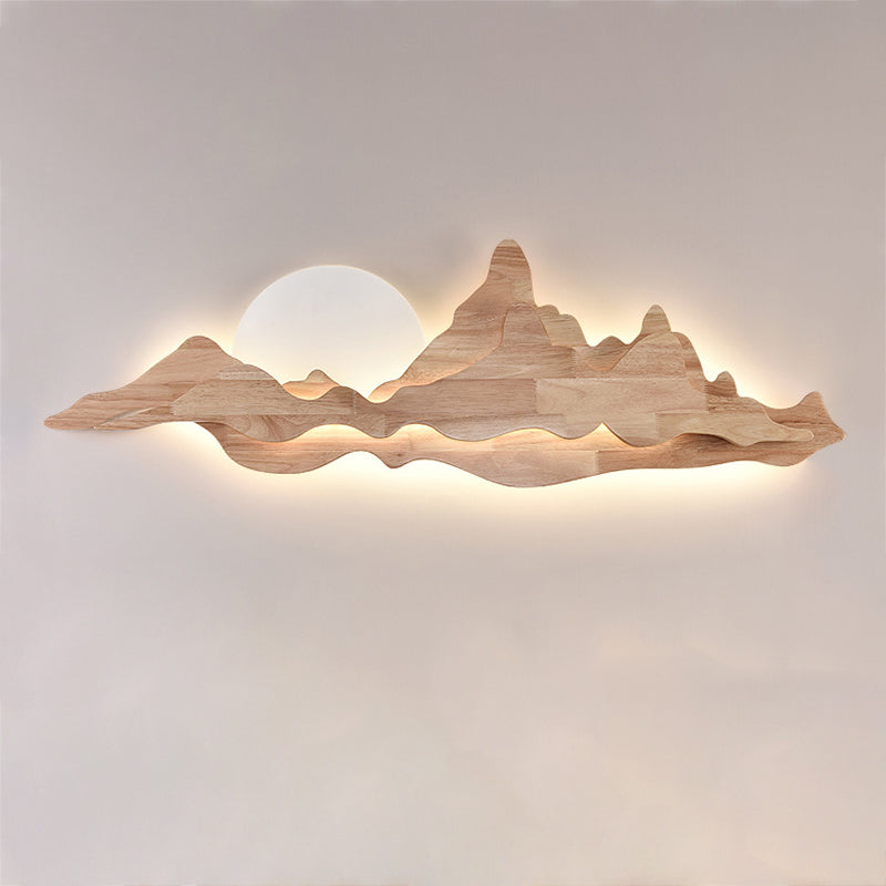 1-Light LED Wall Mount Light Simple Wooden Wall Light with Acrylic Shade for Bedroom