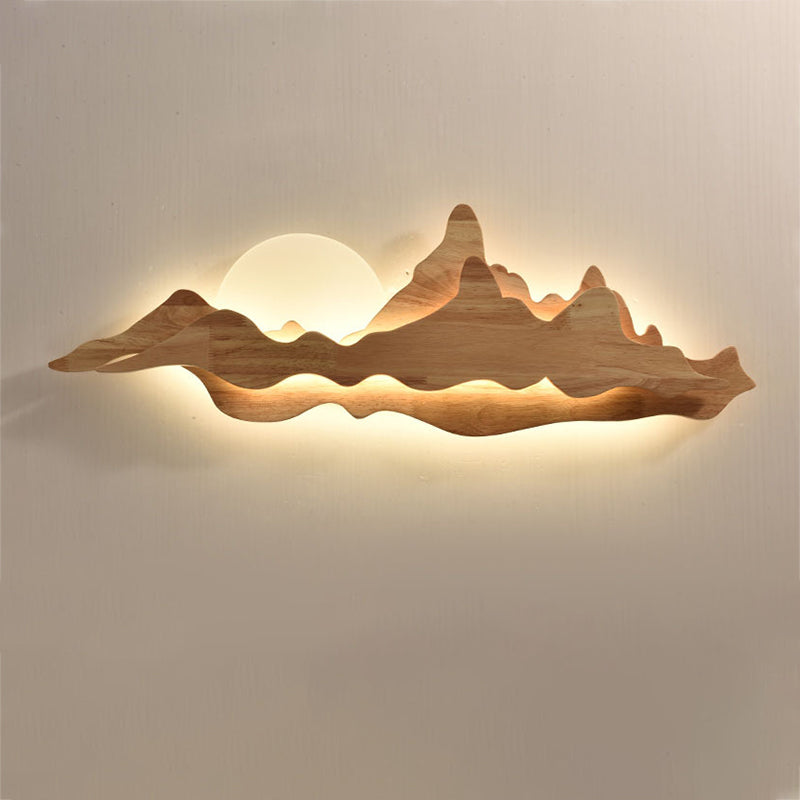 1-Light LED Wall Mount Light Simple Wooden Wall Light with Acrylic Shade for Bedroom